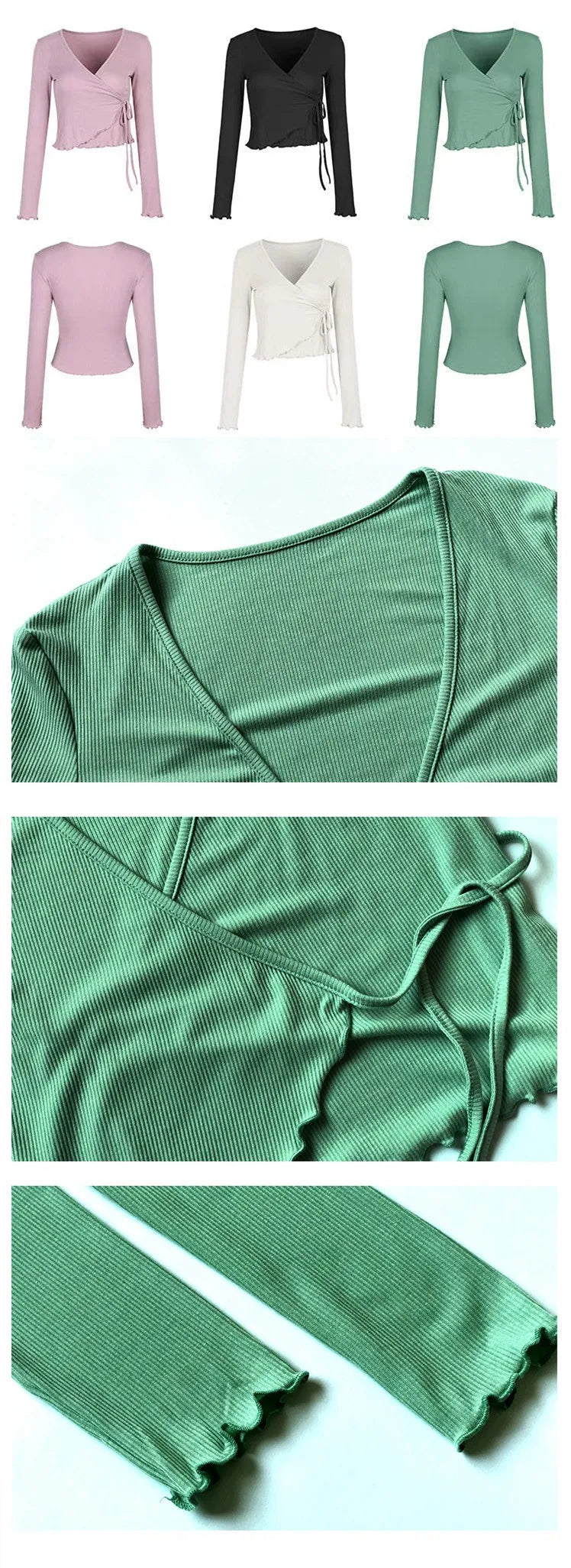ANNIEGO Lace-Up Long Sleeve Yoga Top – Slim Fit, Quick-Dry, Dance Style