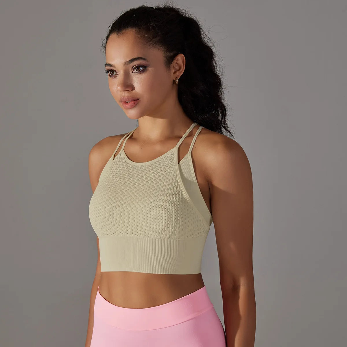 ANNIEGO Seamless Tank Bra – Double Strap, Breathable Fit