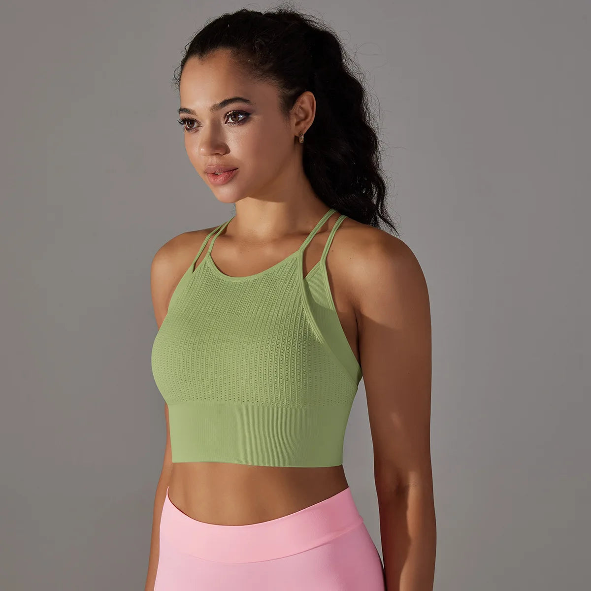 ANNIEGO Seamless Tank Bra – Double Strap, Breathable Fit