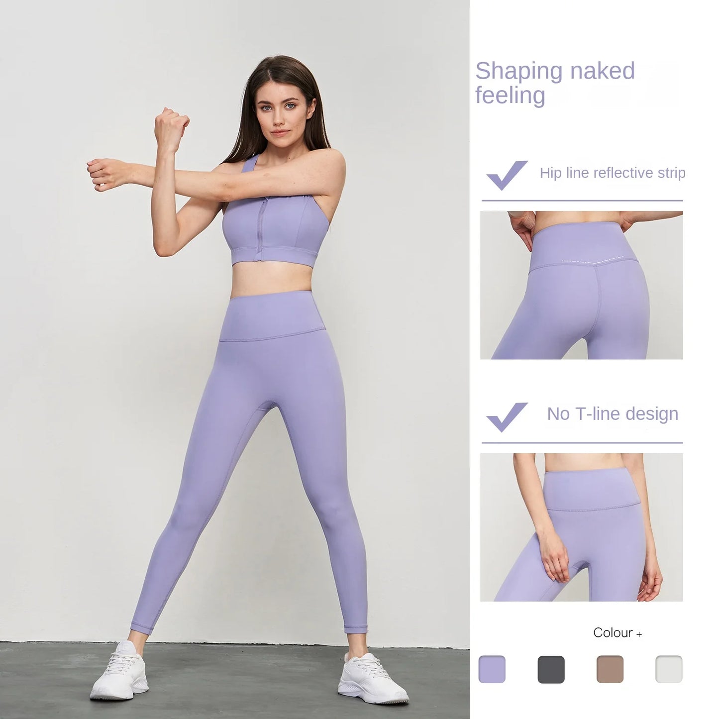 ANNIEGO Reflective Yoga Set for Women – Mesh Back Bra & High-Waist Leggings