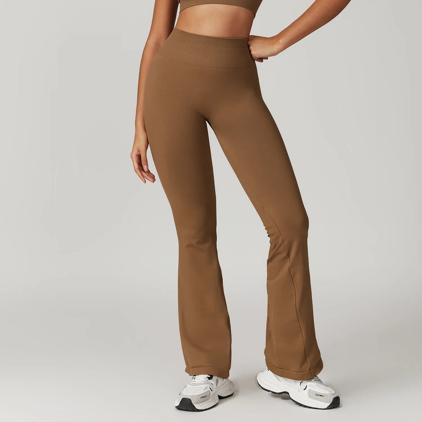 ANNIEGO Seamless Flare Yoga Pants – High Waist, Hip Lift, Tummy Control