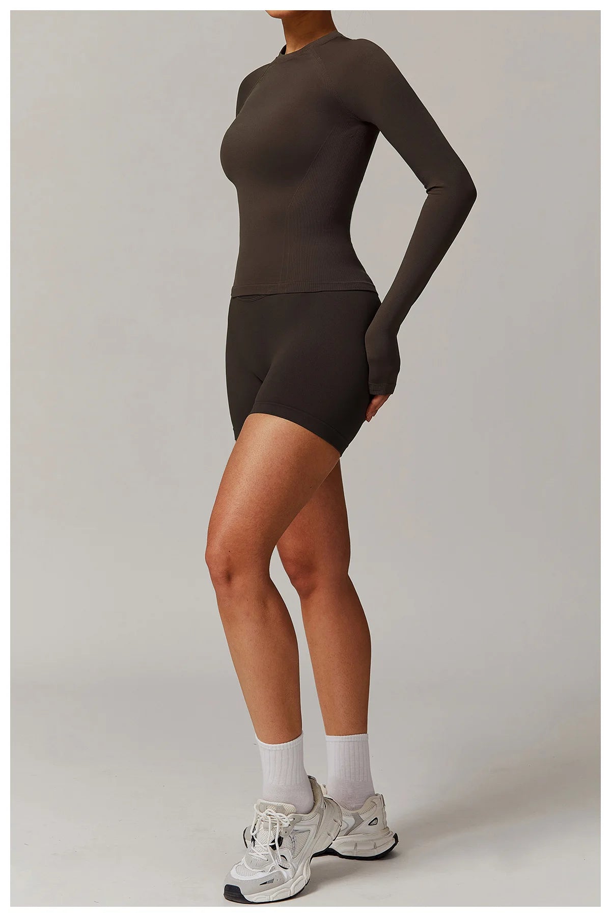 ANNIEGO Seamless Long Sleeve Top – Slim Fit, Quick-Dry