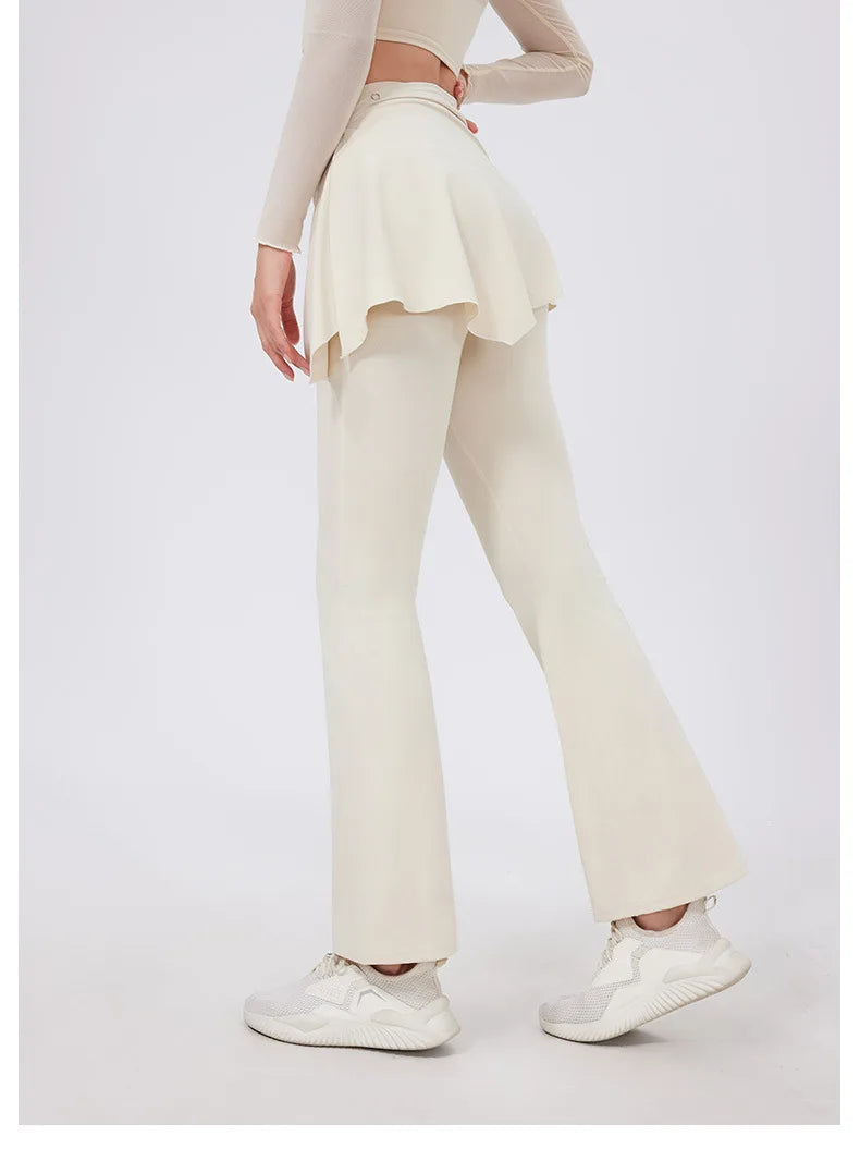ANNIEGO 2-Piece Yoga Set – High Waist Flared Pants & Push-Up Fit Top