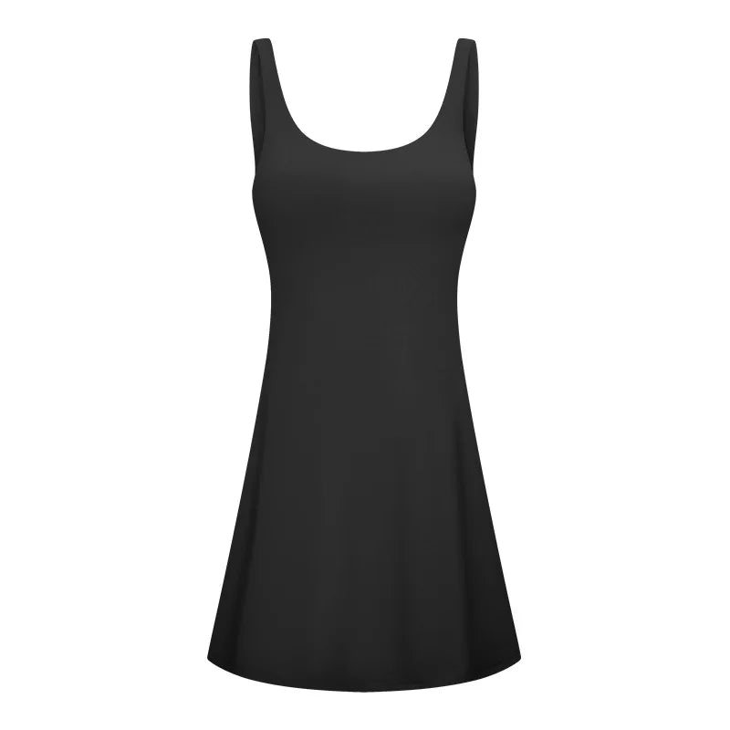 ANNIEGO Summer Sports Dress – Sleeveless Tennis Skirt with Inner Shorts & Bra Pad