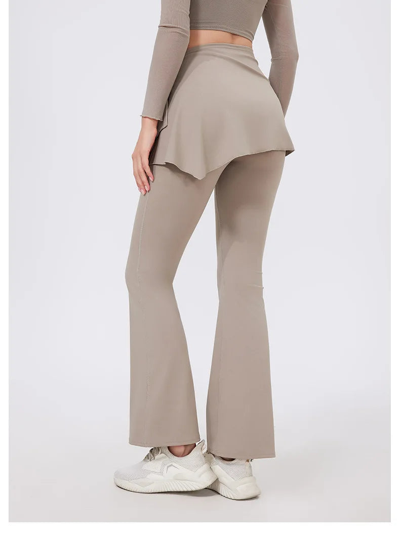 ANNIEGO 2-Piece Yoga Set – High Waist Flared Pants & Push-Up Fit Top