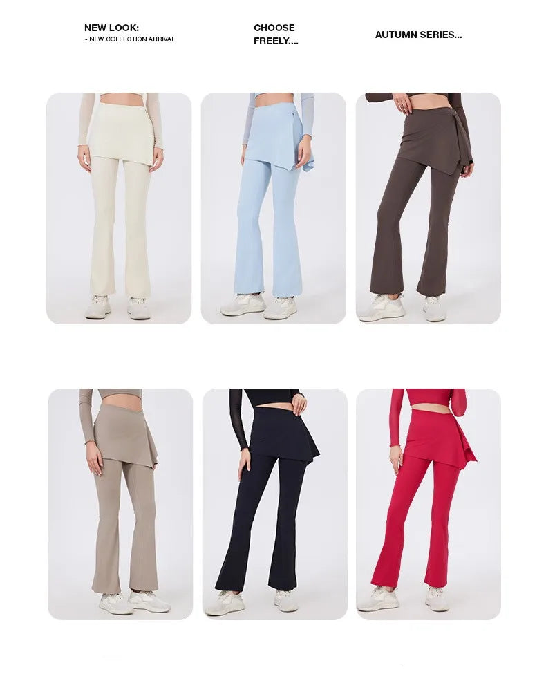 ANNIEGO 2-Piece Yoga Set – High Waist Flared Pants & Push-Up Fit Top