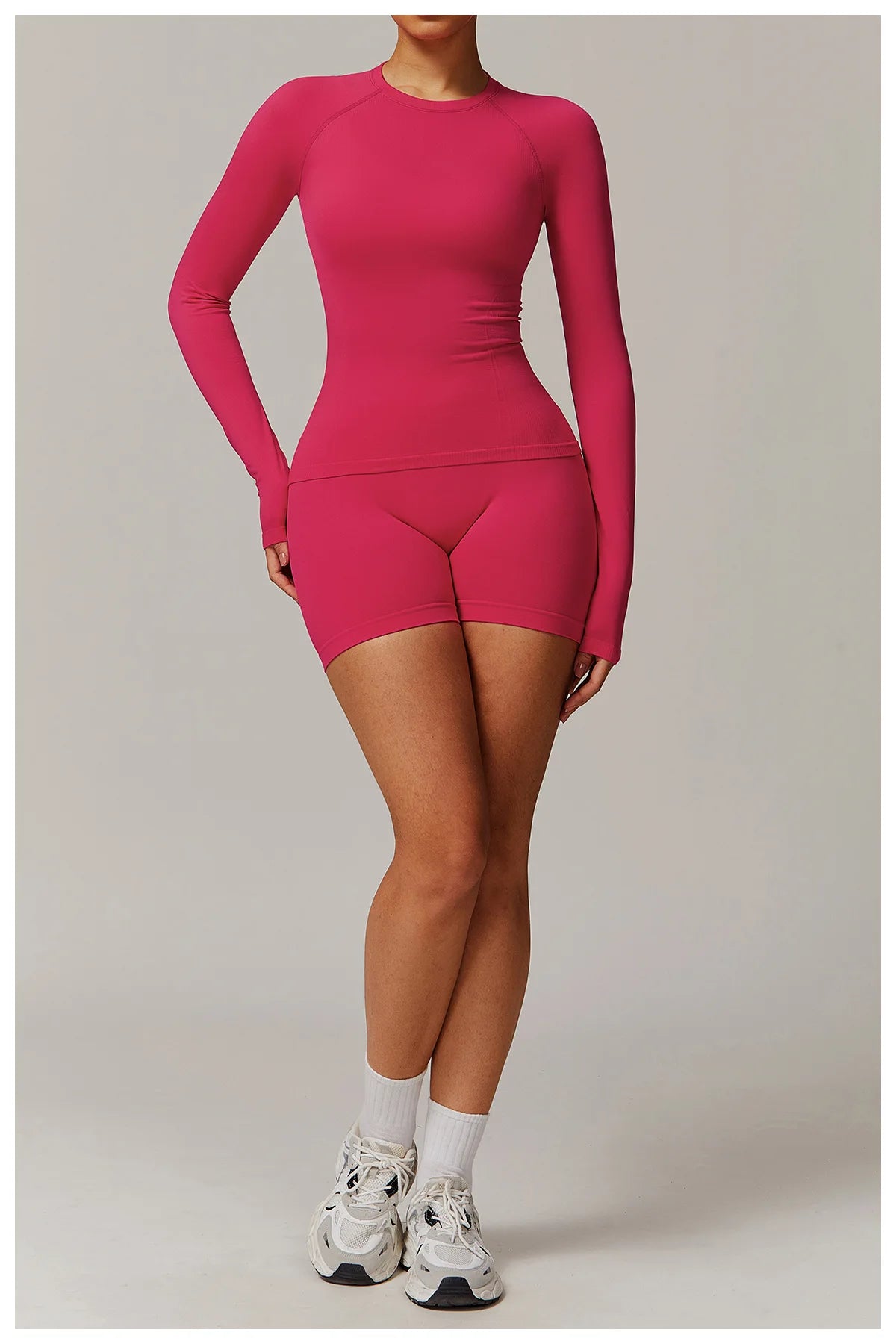 ANNIEGO Seamless Long Sleeve Top – Slim Fit, Quick-Dry
