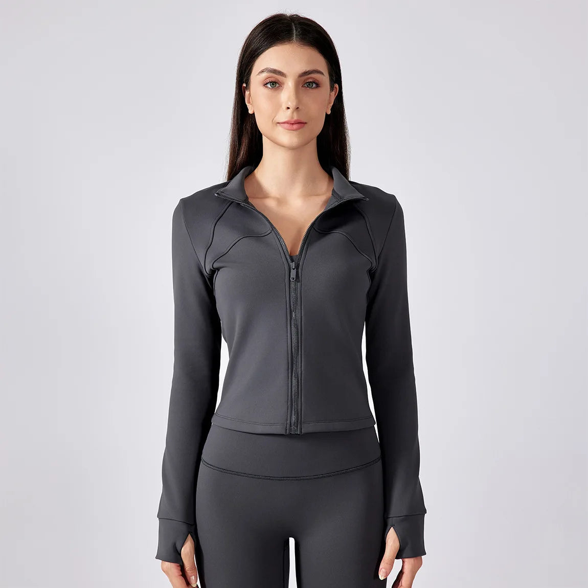 ANNIEGO Women’s Fleece-Lined Slim Fit Sports Jacket – Yoga Running Cycling Zip-Up Coat