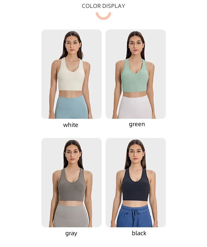 ANNIEGO I-Shaped Back Yoga Bra – Ribbed, Skin-Friendly, Quick-Dry