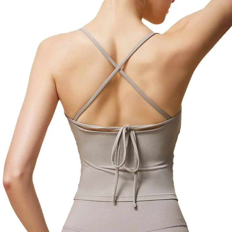 ANNIEGO Yoga Tank Top – Built-in Bra, Slim Fit, Body-Shaping Sports Vest