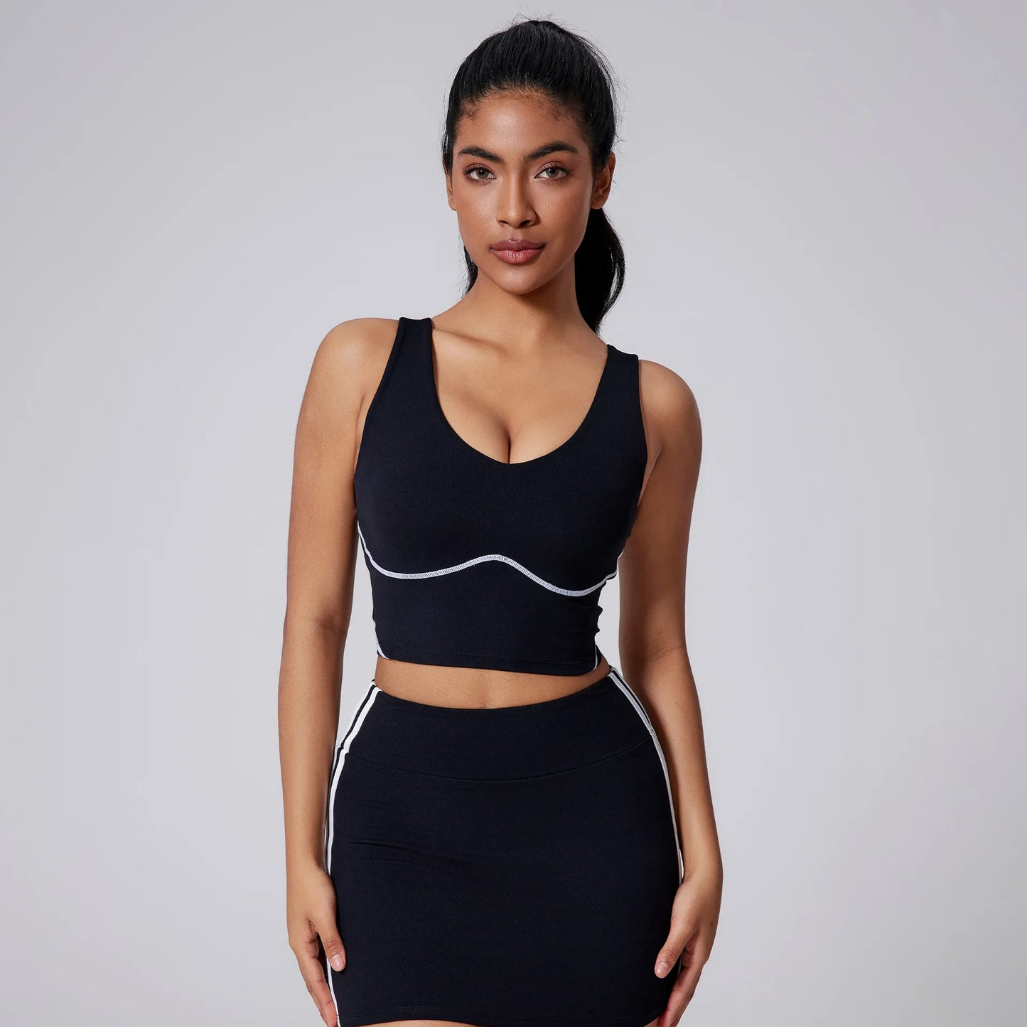 ANNIEGO Crossback Sports Bra Tank – Shockproof Padded Wide Strap Yoga Top