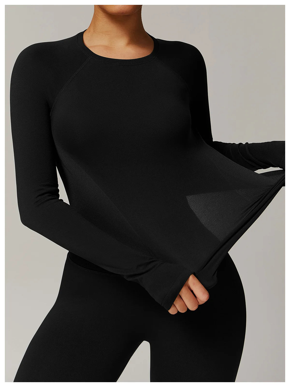 ANNIEGO Seamless Long Sleeve Top – Slim Fit, Quick-Dry