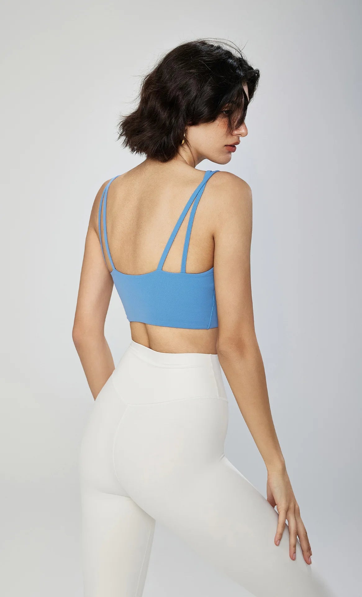 ANNIEGO Double Strap V-Neck Bra – Padded, Slim Fit, Workout Style