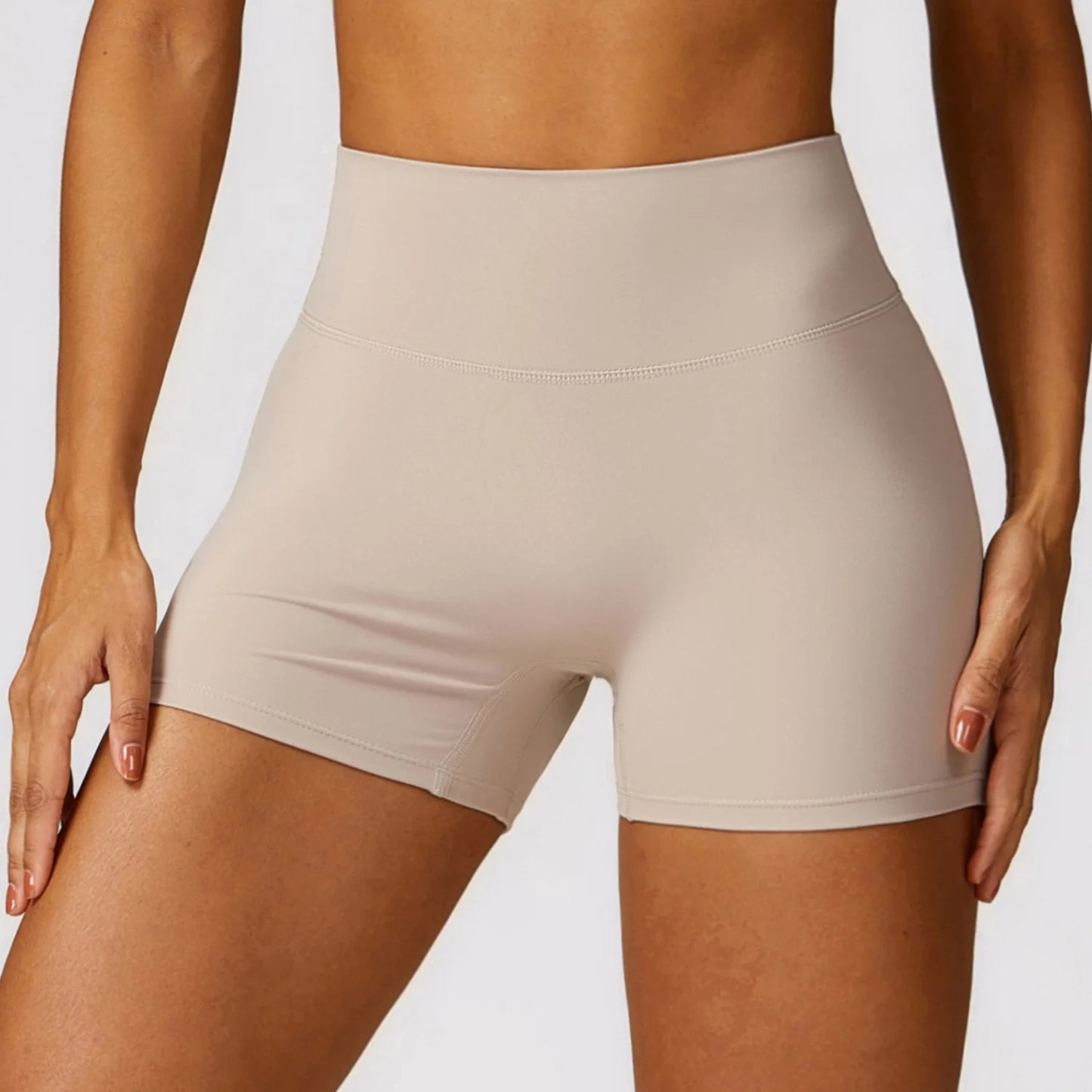 ANNIEGO Women’s High Waist Yoga Shorts – Peach Lift, Sports Fit