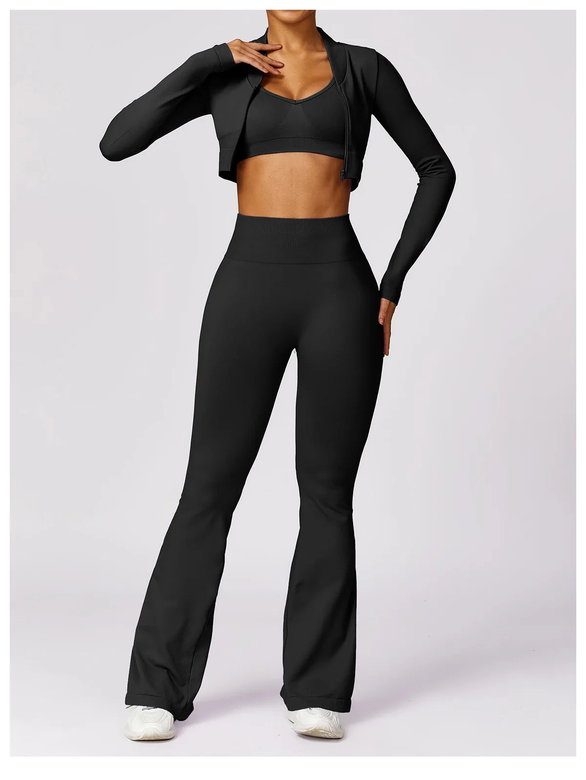 ANNIEGO Seamless Flare Yoga Pants – High Waist, Hip Lift, Tummy Control