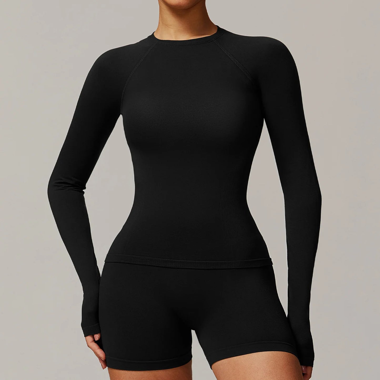 ANNIEGO Seamless Long Sleeve Top – Slim Fit, Quick-Dry