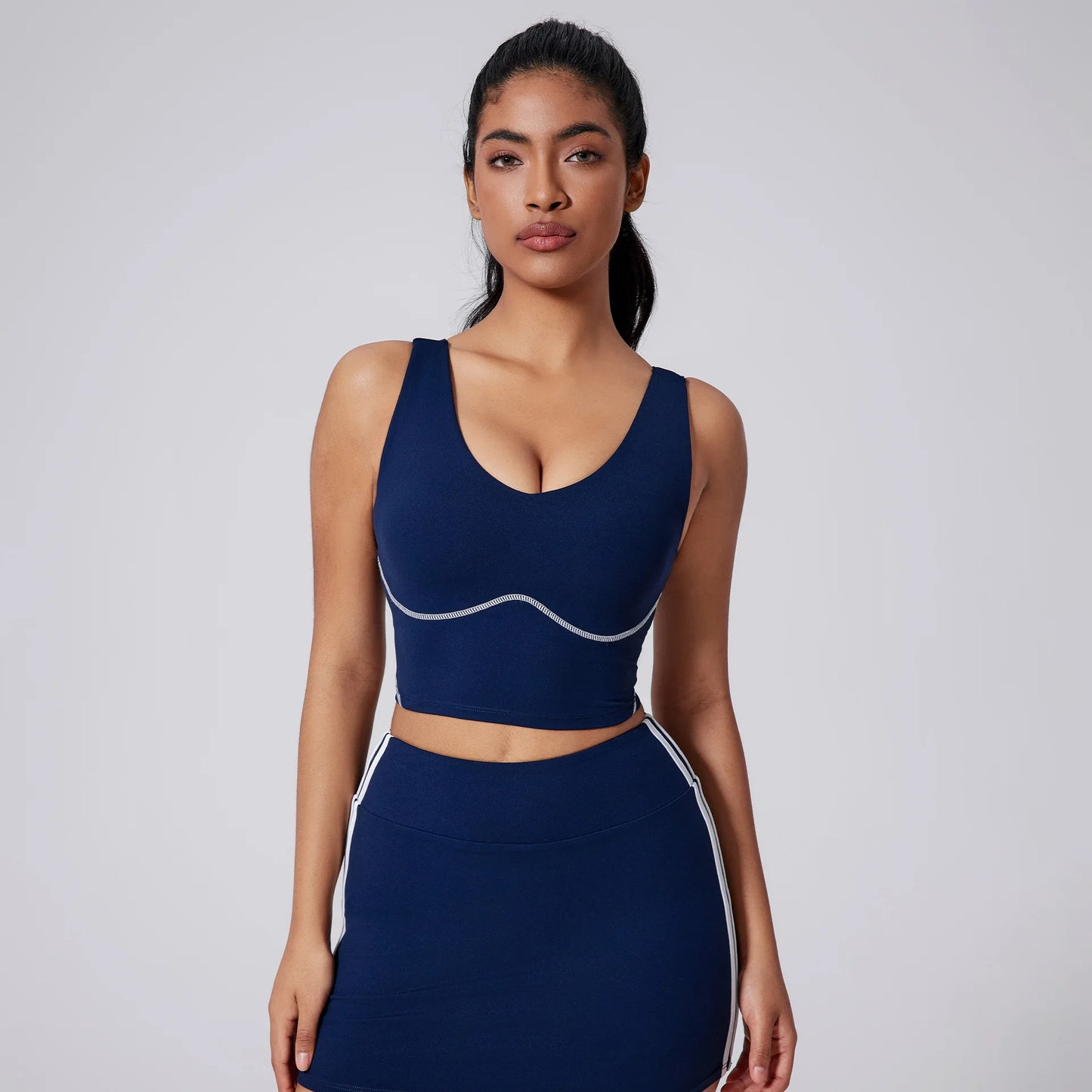 ANNIEGO Crossback Sports Bra Tank – Shockproof Padded Wide Strap Yoga Top