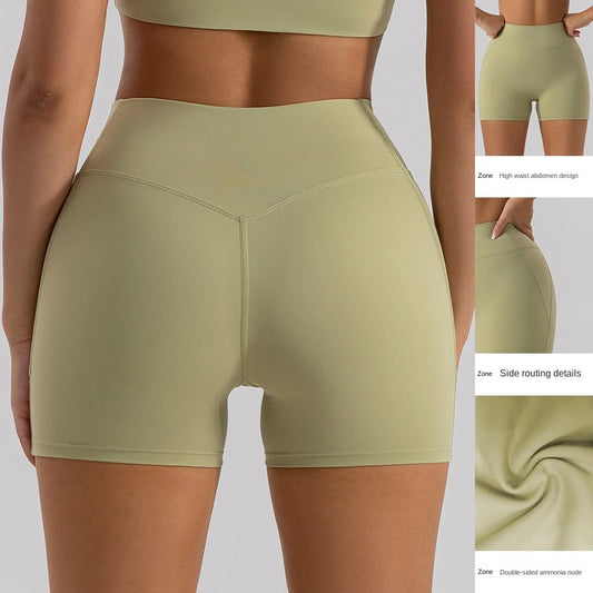 ANNIEGO High Waist Running Yoga Shorts – Tight Fit, Belly Control