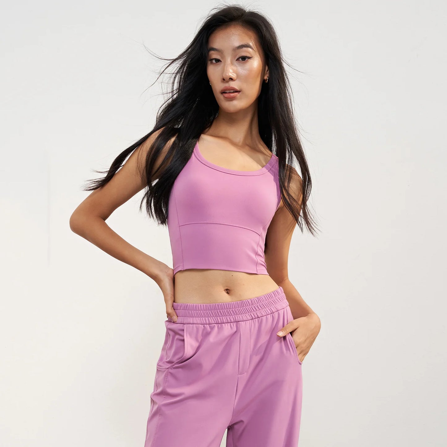 ANNIEGO Women’s Yoga Crop Tank – Built-in Bra, Quick Dry, Sweat-Wicking Top