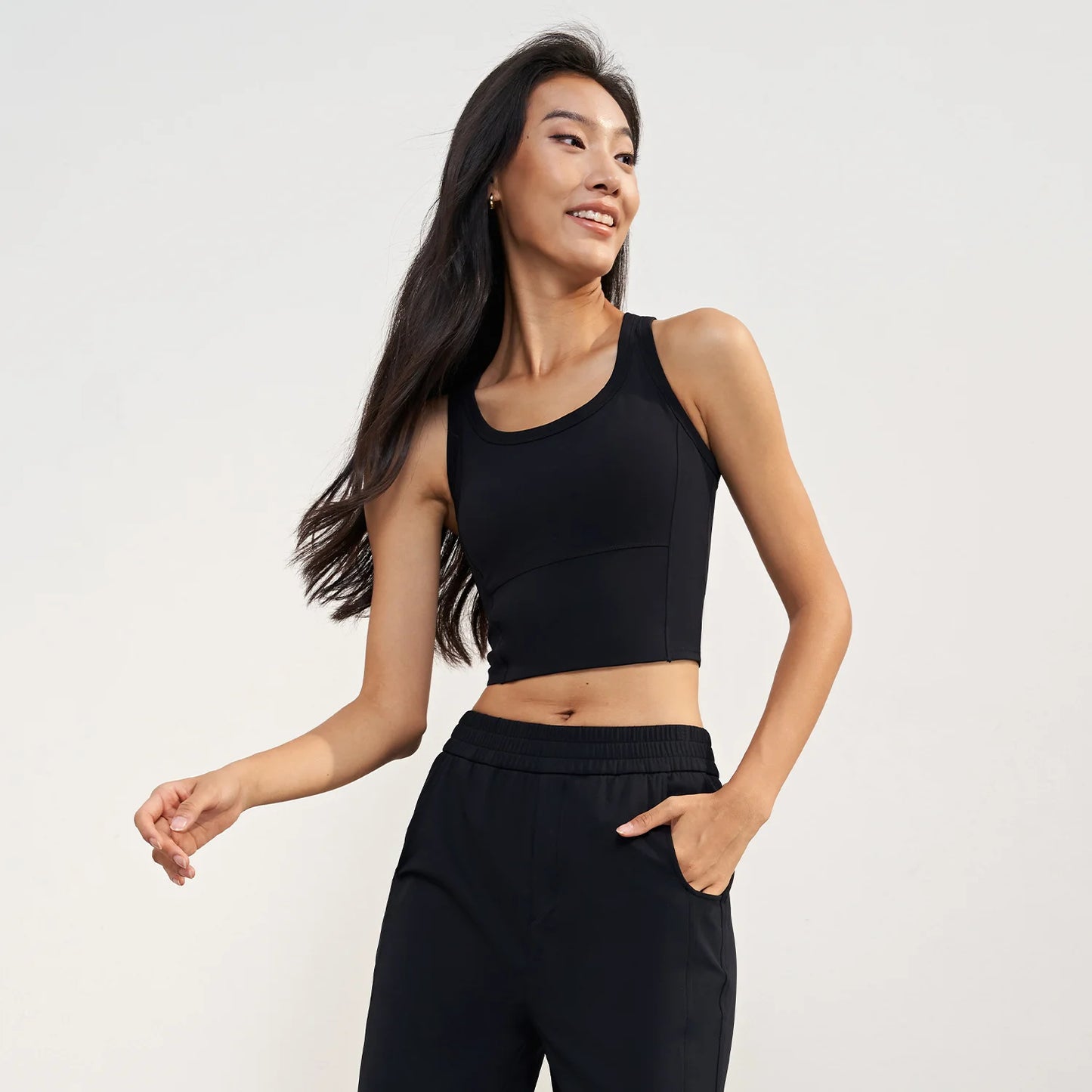 ANNIEGO Women’s Yoga Crop Tank – Built-in Bra, Quick Dry, Sweat-Wicking Top
