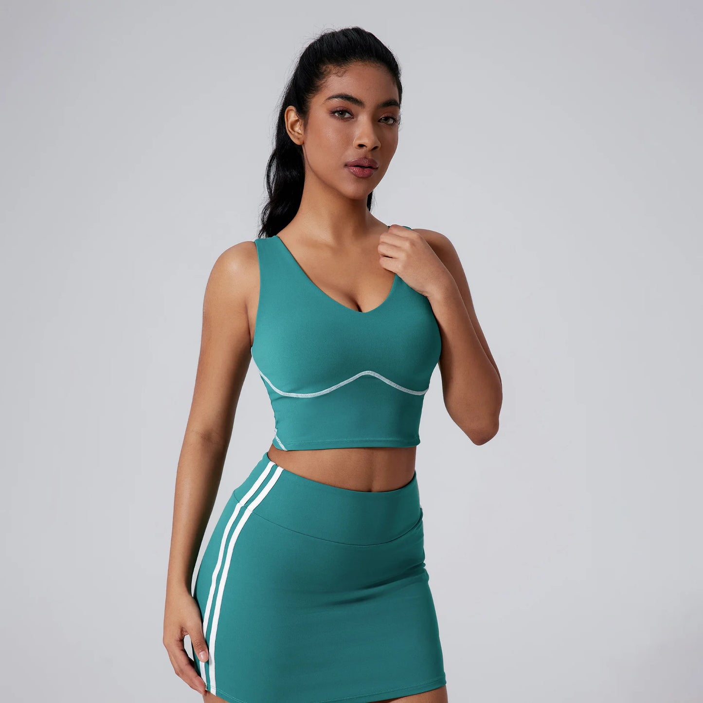 ANNIEGO Crossback Sports Bra Tank – Shockproof Padded Wide Strap Yoga Top