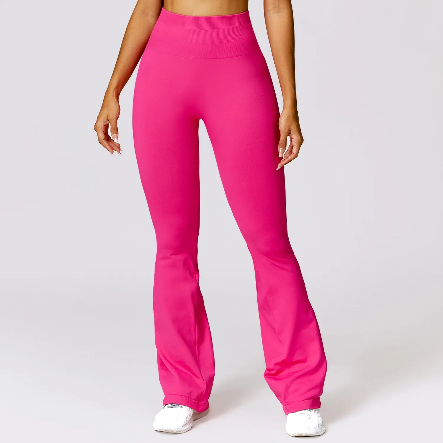 ANNIEGO Seamless Flare Yoga Pants – High Waist, Hip Lift, Tummy Control