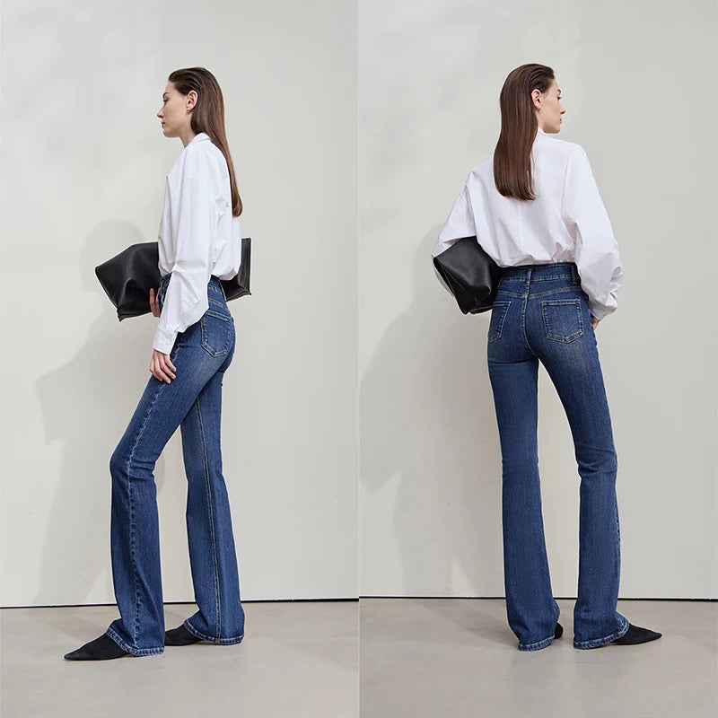 High waist flare jeans for women