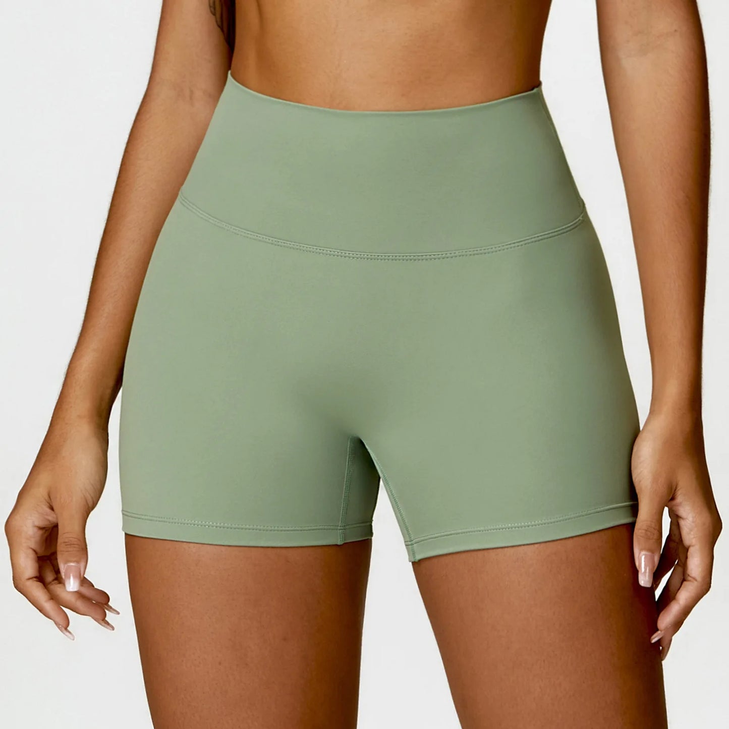 ANNIEGO Women’s High Waist Yoga Shorts – Peach Lift, Sports Fit