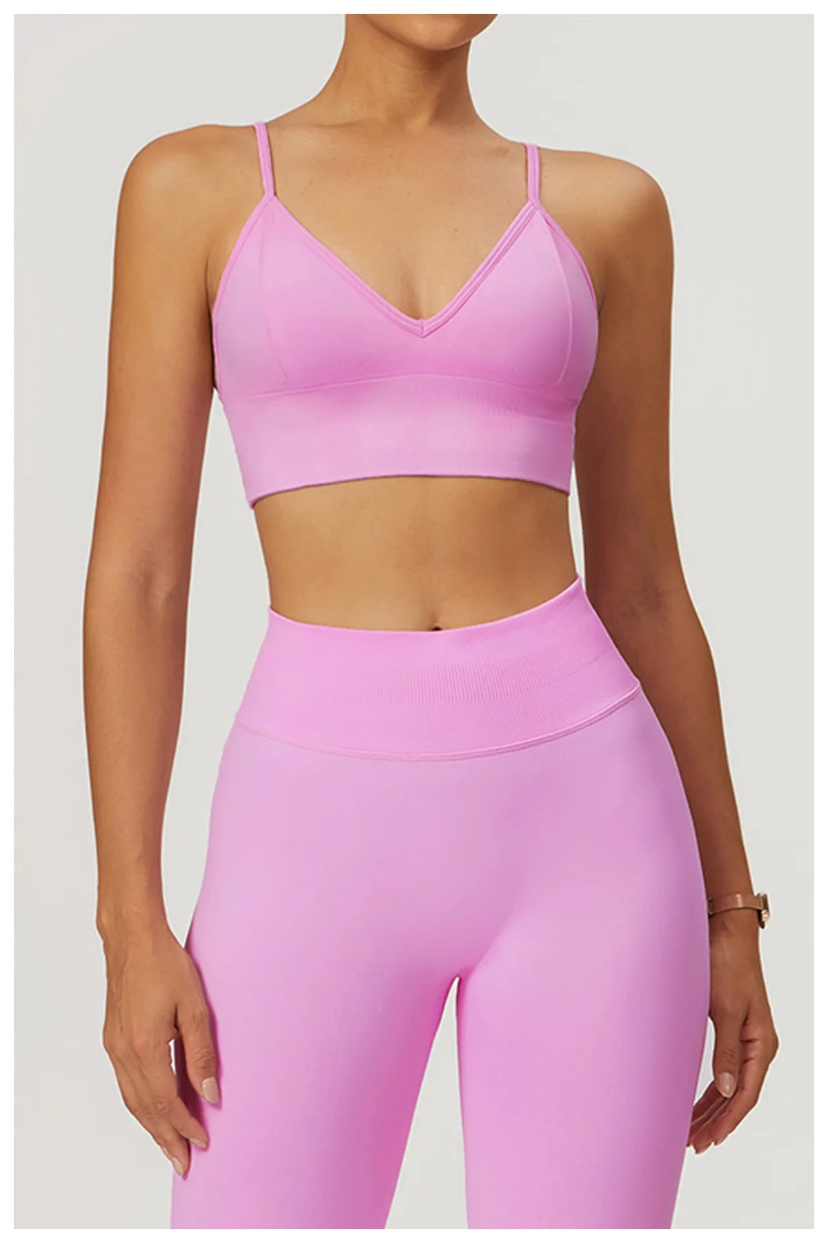 ANNIEGO V-Neck Sports Bra – Adjustable Straps, Shockproof, Quick-Dry