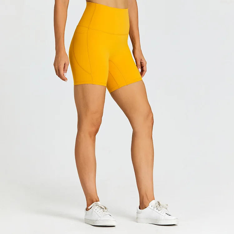 ANNIEGO Women’s High Waist Gym Shorts – Pocket, Tight Fit, Yoga/Cycling