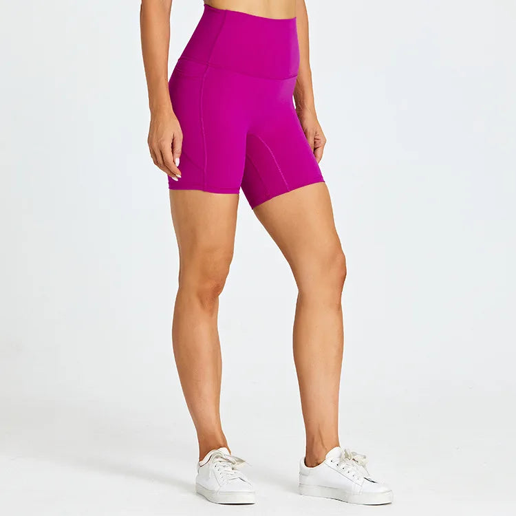 ANNIEGO Women’s High Waist Gym Shorts – Pocket, Tight Fit, Yoga/Cycling