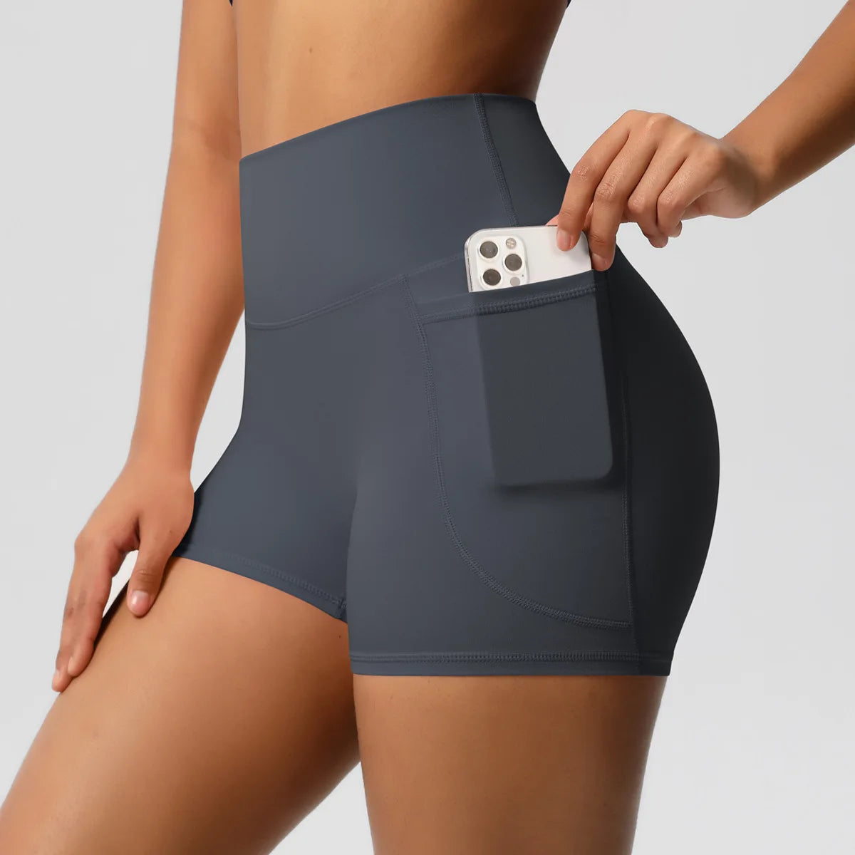 ANNIEGO Women’s High Waist Yoga Shorts – Pocket, Breathable, Tight Fit
