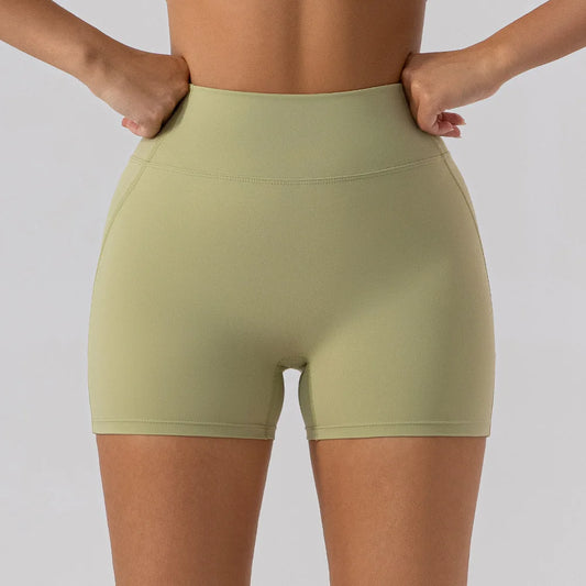 ANNIEGO High Waist Running Yoga Shorts – Tight Fit, Belly Control