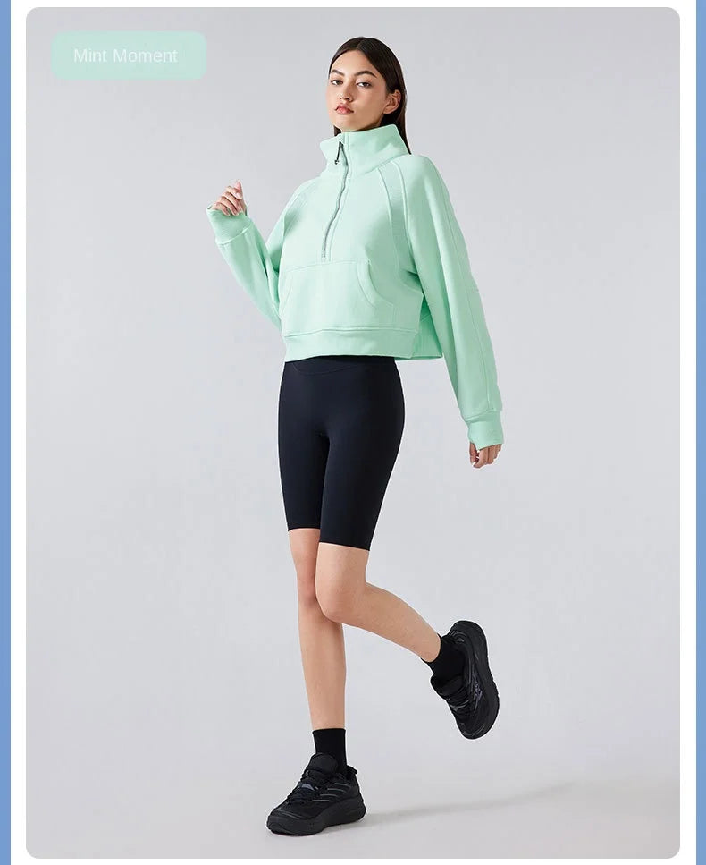 ANNIEGO Fleece Pullover – Half Zip, High Collar, Warm & Thick for Winter