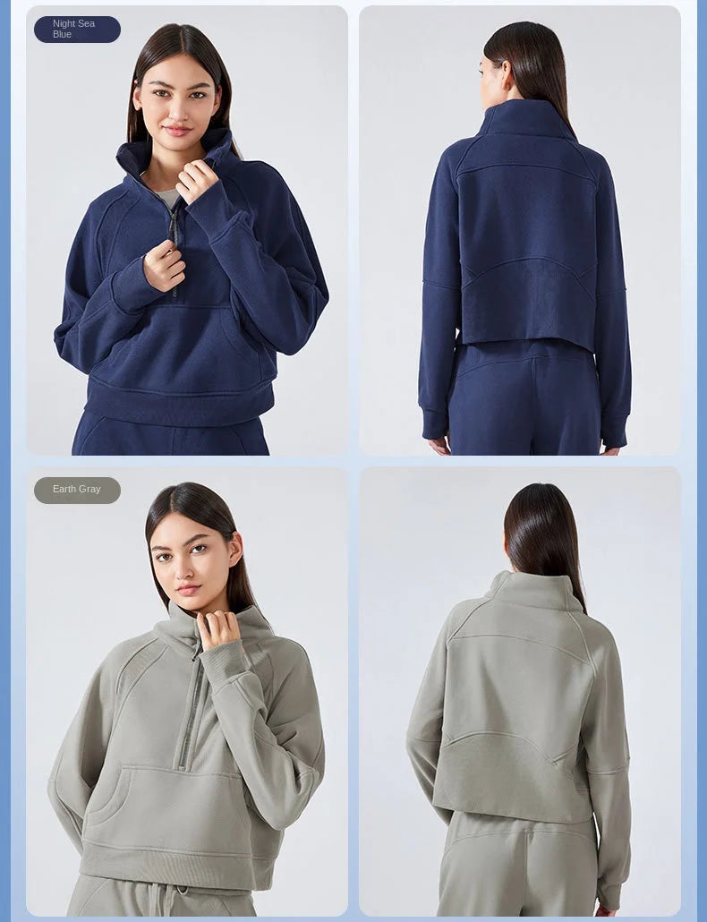 ANNIEGO Fleece Pullover – Half Zip, High Collar, Warm & Thick for Winter