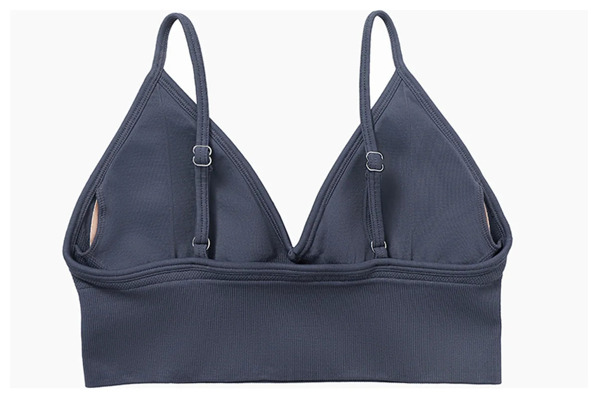 ANNIEGO V-Neck Sports Bra – Adjustable Straps, Shockproof, Quick-Dry