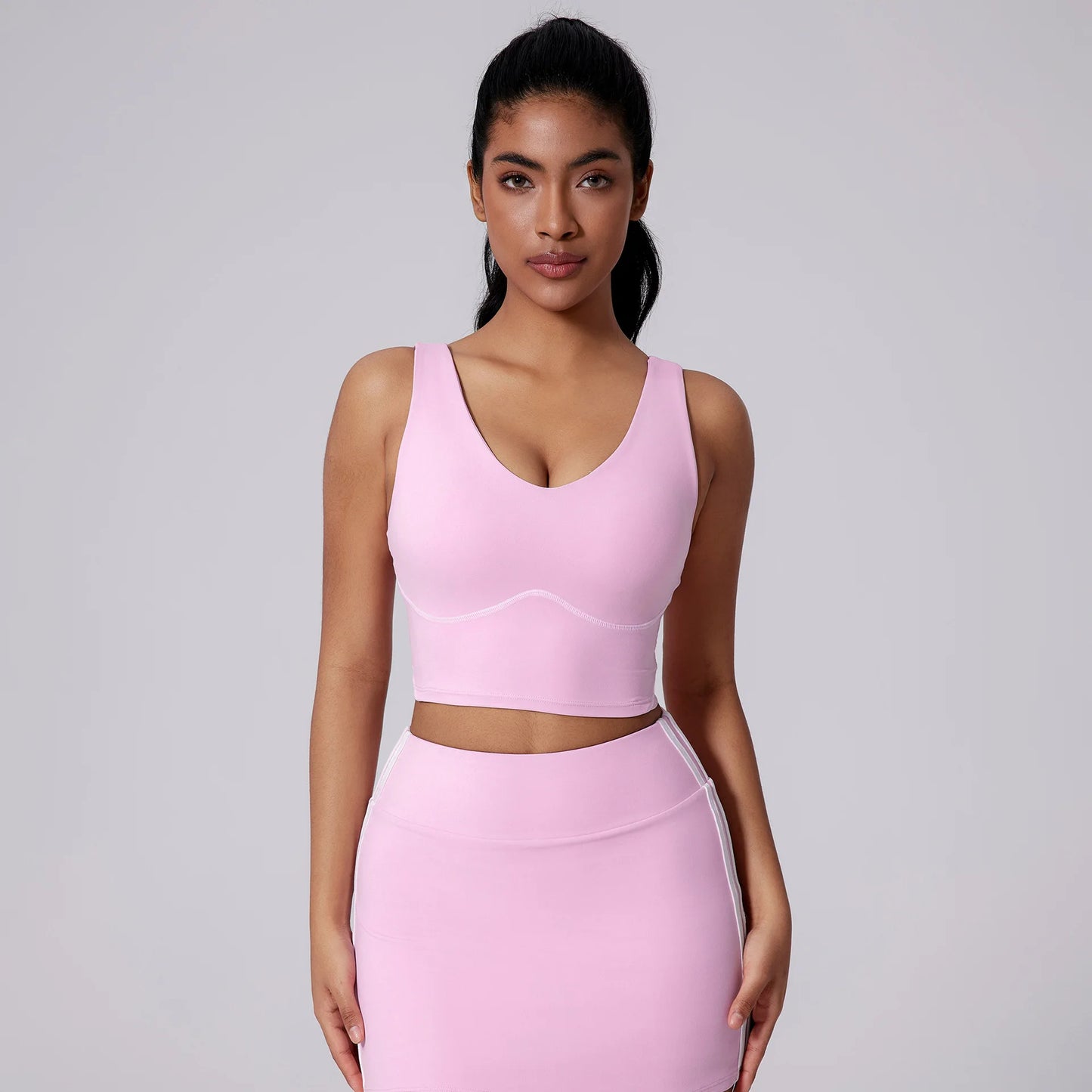 ANNIEGO Crossback Sports Bra Tank – Shockproof Padded Wide Strap Yoga Top