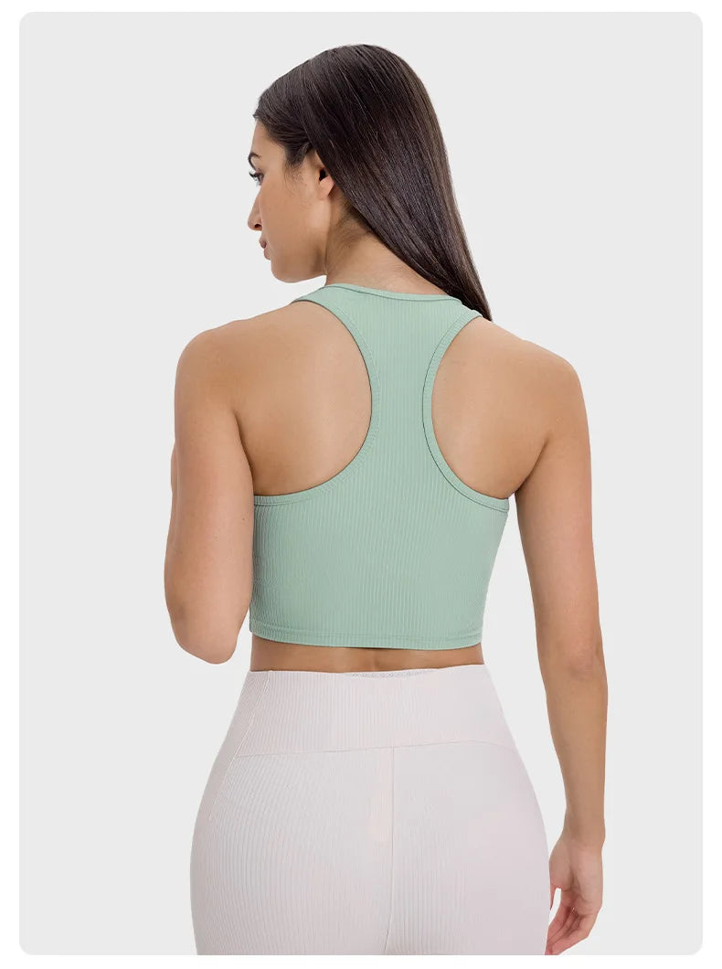 ANNIEGO I-Shaped Back Yoga Bra – Ribbed, Skin-Friendly, Quick-Dry
