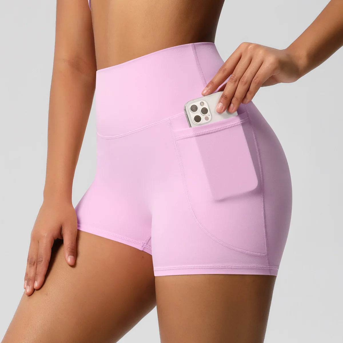 ANNIEGO Women’s High Waist Yoga Shorts – Pocket, Breathable, Tight Fit