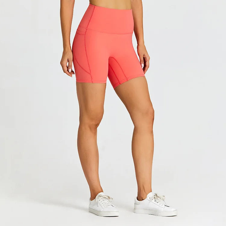 ANNIEGO Women’s High Waist Gym Shorts – Pocket, Tight Fit, Yoga/Cycling