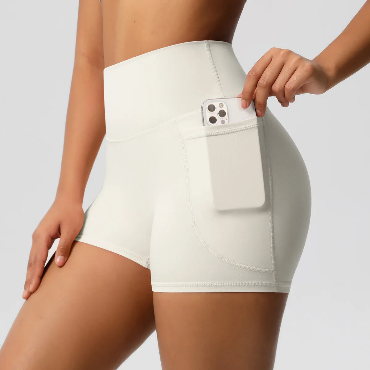 ANNIEGO Women’s High Waist Yoga Shorts – Pocket, Breathable, Tight Fit