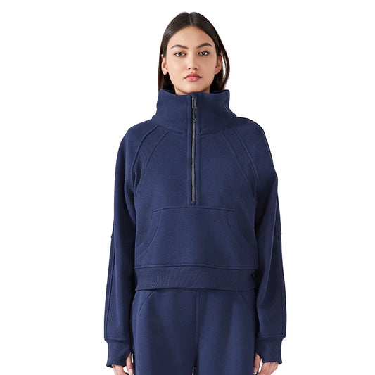 ANNIEGO Fleece Pullover – Half Zip, High Collar, Warm & Thick for Winter