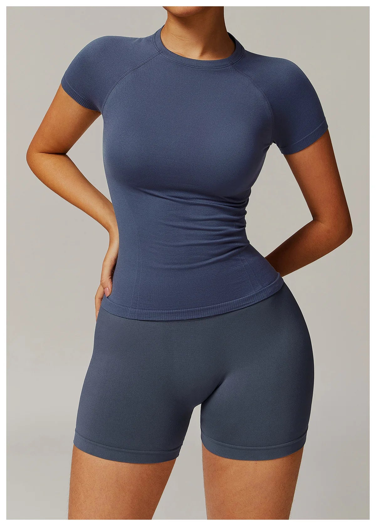 ANNIEGO Seamless Sports Tee – Short Sleeve, Quick-Dry, Slim Fit