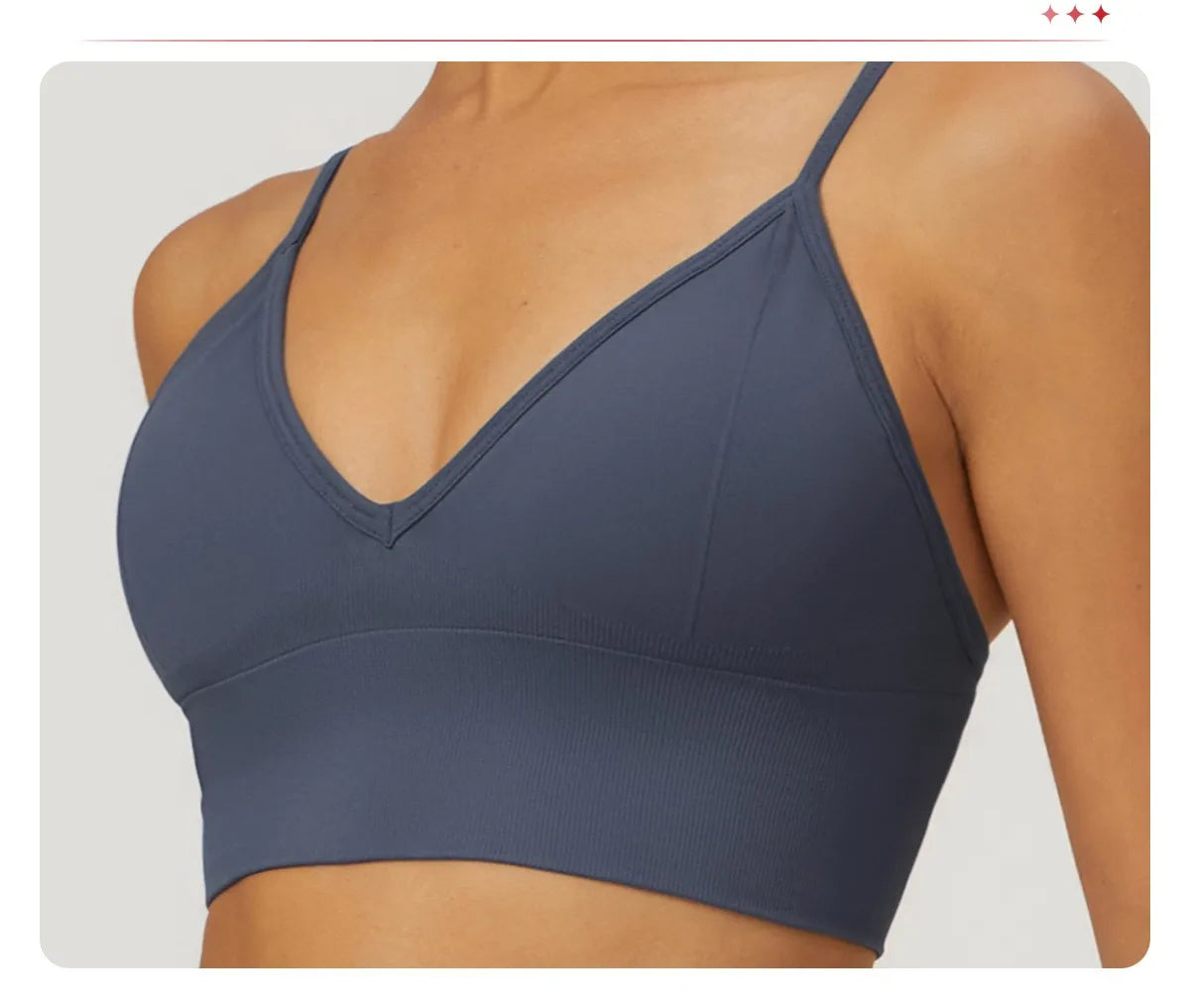 ANNIEGO V-Neck Sports Bra – Adjustable Straps, Shockproof, Quick-Dry
