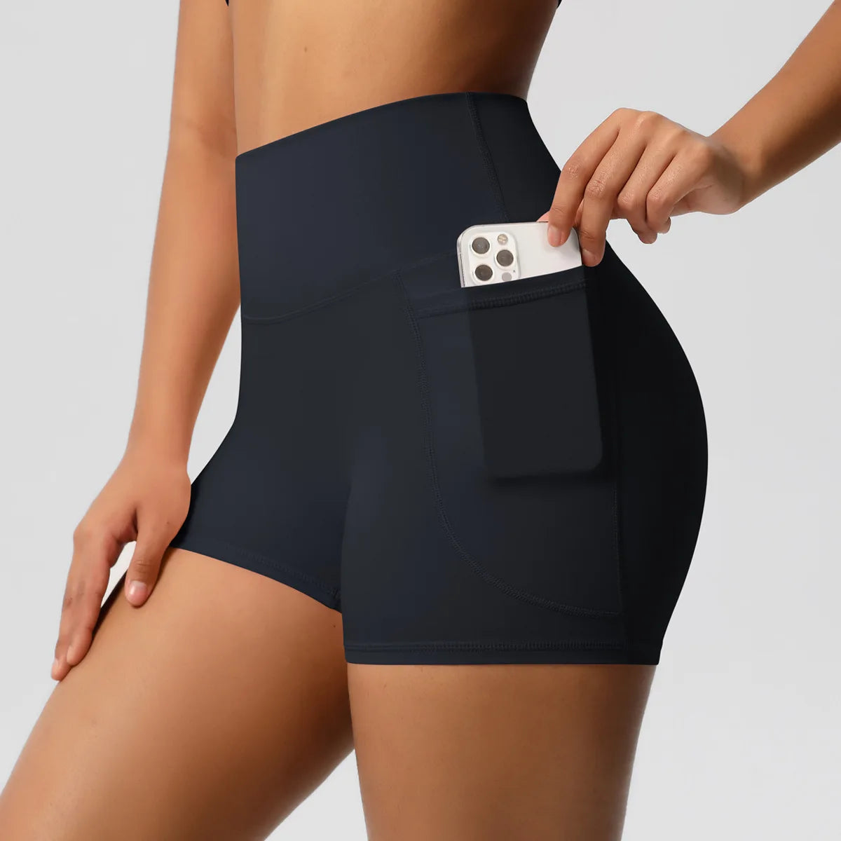 ANNIEGO Women’s High Waist Yoga Shorts – Pocket, Breathable, Tight Fit