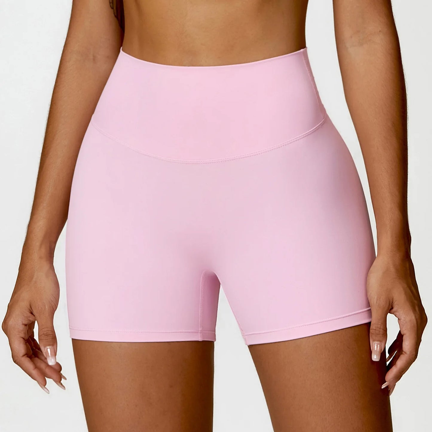 ANNIEGO Women’s High Waist Yoga Shorts – Peach Lift, Sports Fit