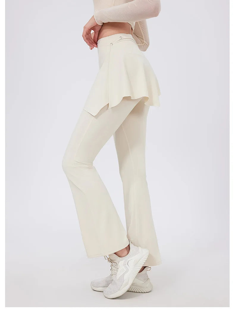 ANNIEGO 2-Piece Yoga Set – High Waist Flared Pants & Push-Up Fit Top