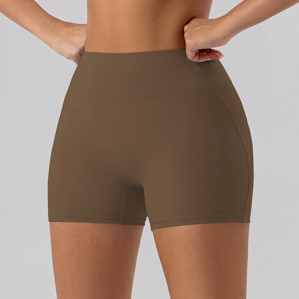 ANNIEGO High Waist Running Yoga Shorts – Tight Fit, Belly Control
