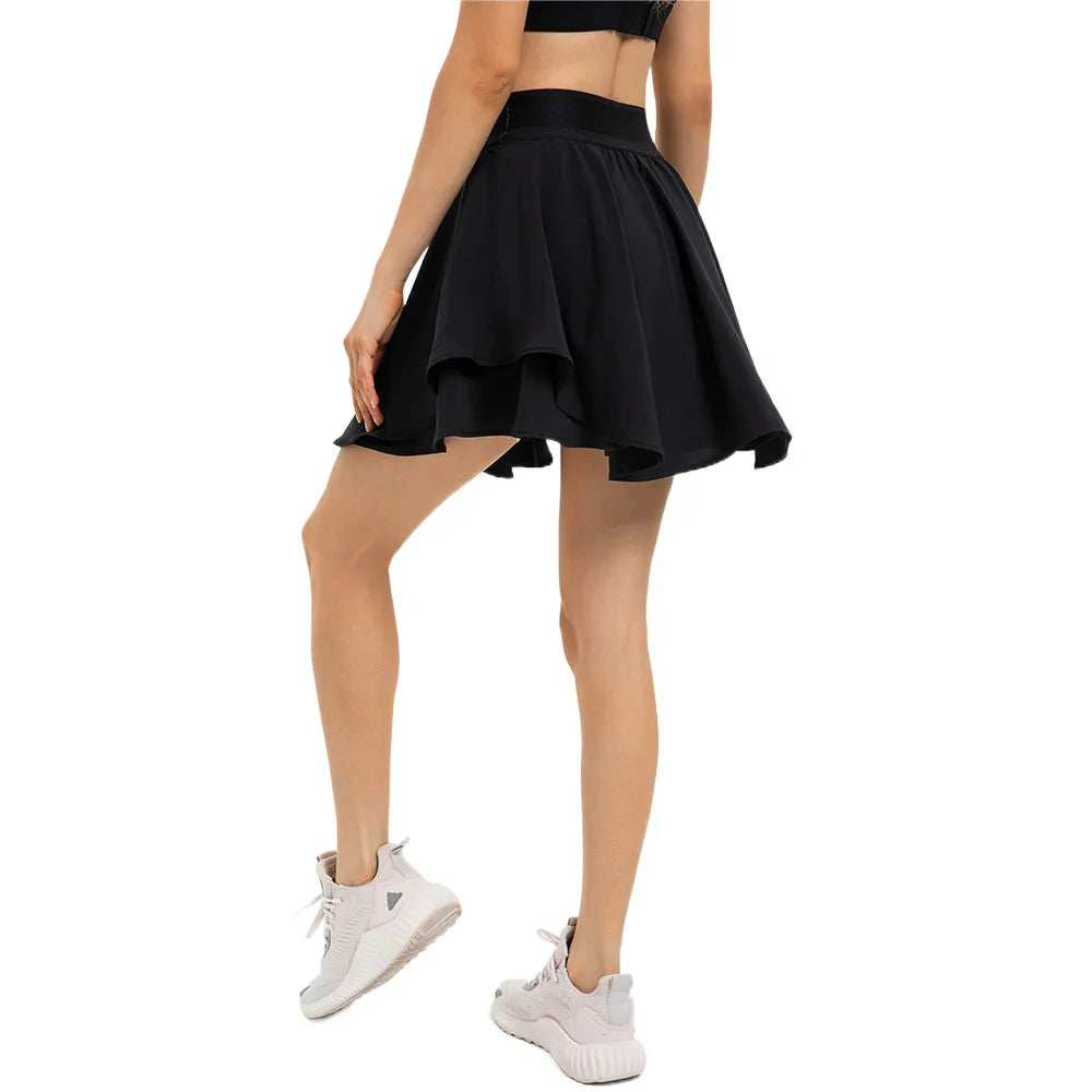 ANNIEGO Women’s Tennis Skirt with Shorts – Built-in Pocket, Quick Dry