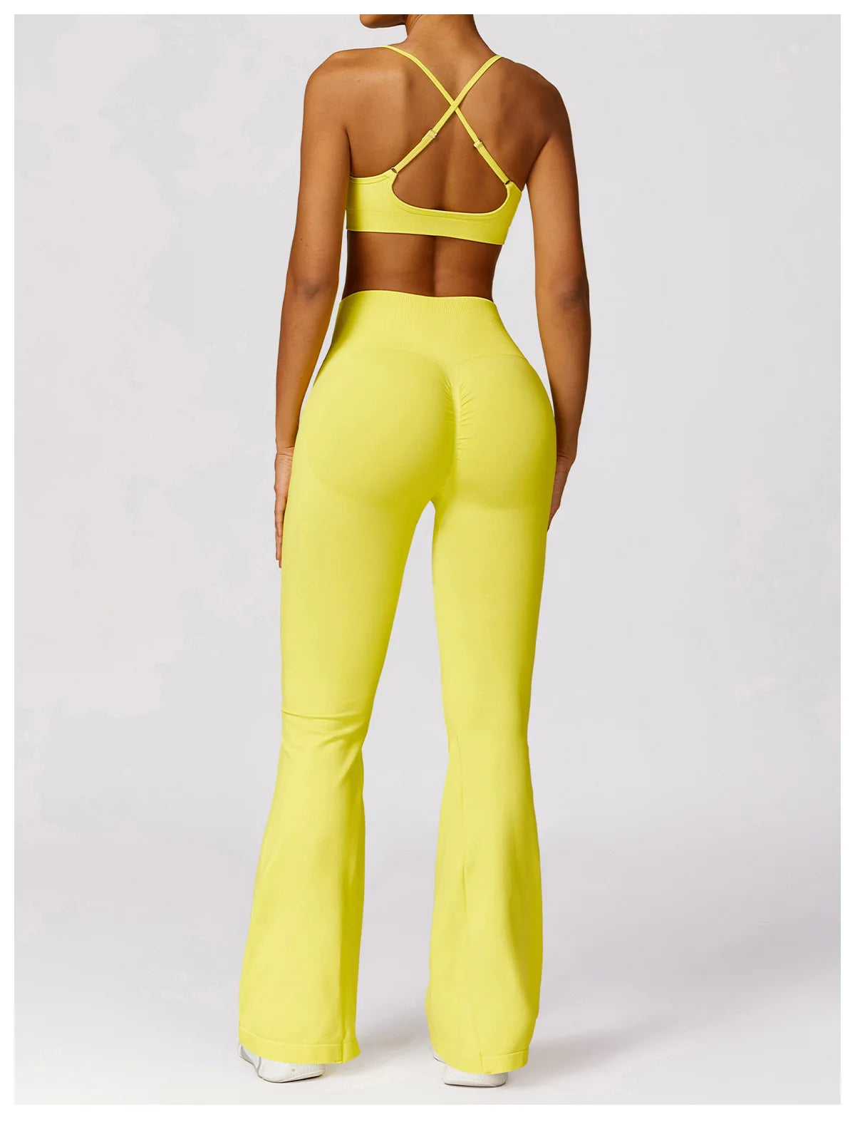 ANNIEGO Seamless Flare Yoga Pants – High Waist, Hip Lift, Tummy Control